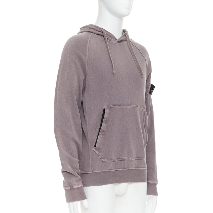 STONE ISLAND purple dust treatment washed grey purple cotton hoodie M