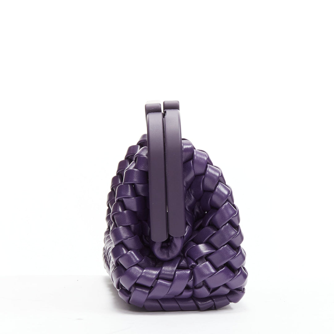 BOTTEGA VENETA Point purple Intrecciato woven triangle handle crossbody bag