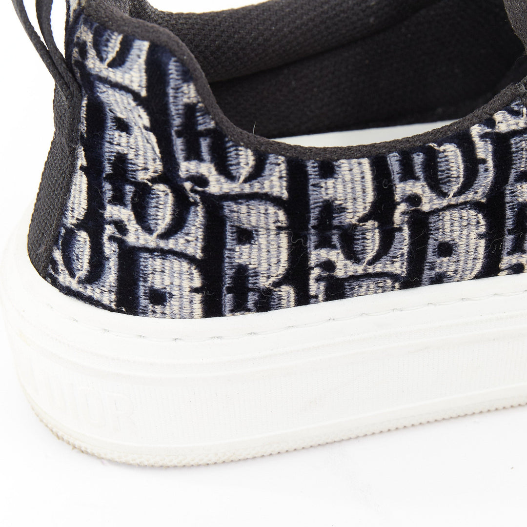 CHRISTIAN DIOR 2021 Solar deep blue velvet embroidered Oblique sneaker EU37.5