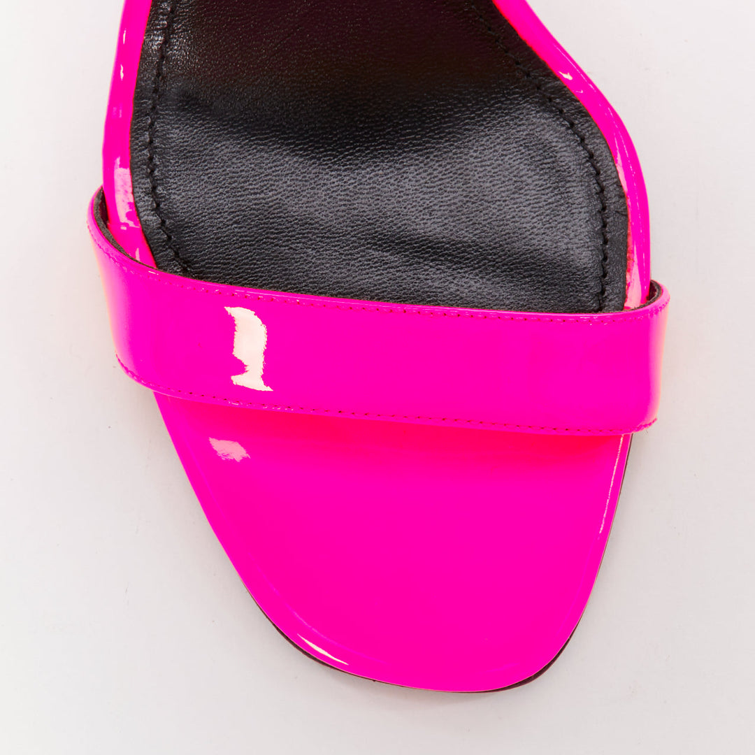 PRADA 2018 Flame fluo neon hot pink white patent Fire mid heel sandal EU37