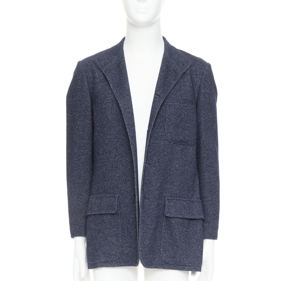 LORO PIANA navy cashmere linen unstructured sport coat blazer IT52 XL