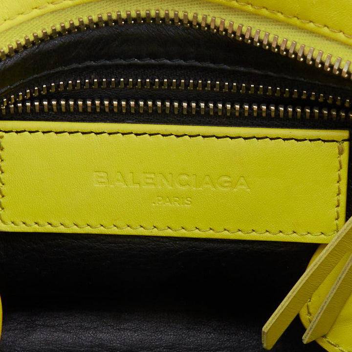 BALENCIAGA City Classic Mini neon yellow scaled leather motocross bag