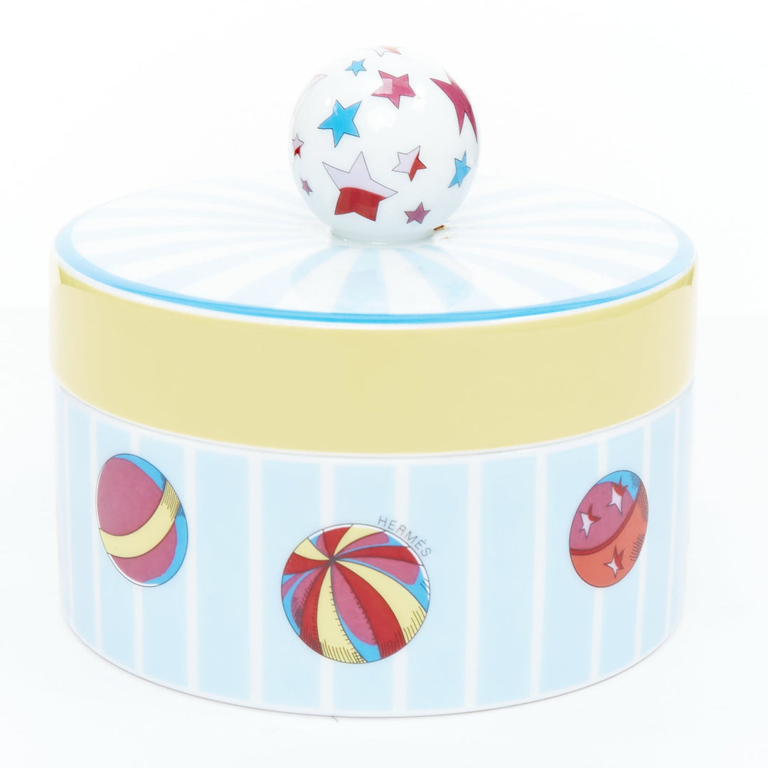 RHERMES Circus Round Box blue yellow white star balls porcelain container