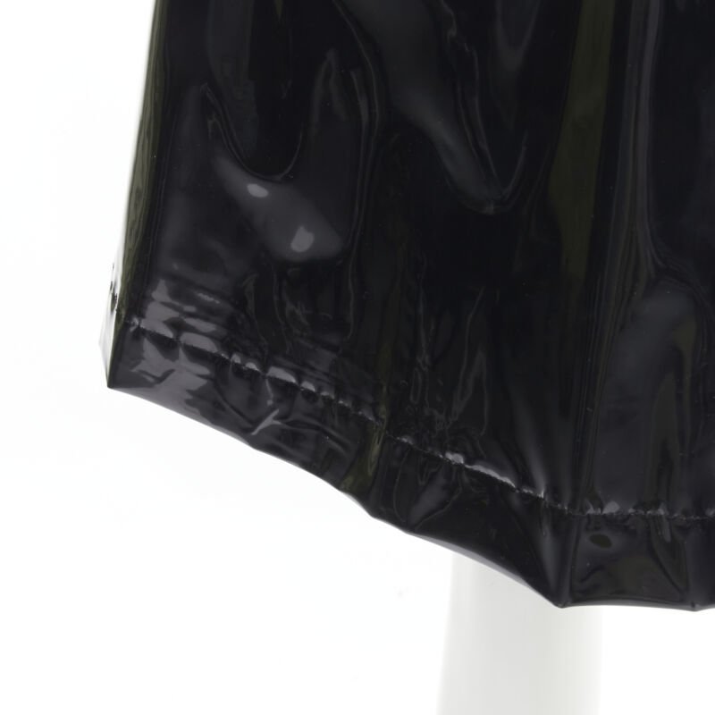 COMME DES GARCONS 1991 black vinyl plastic bias cut A-lined flared skirt L