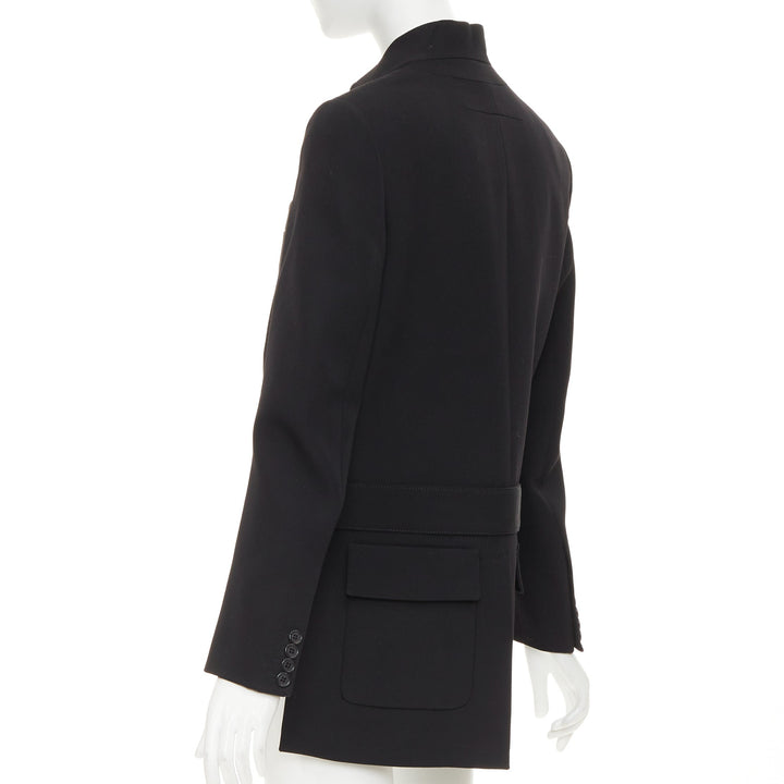 GIVENCHY black wool belted high low tailcoat jacket IT40 S