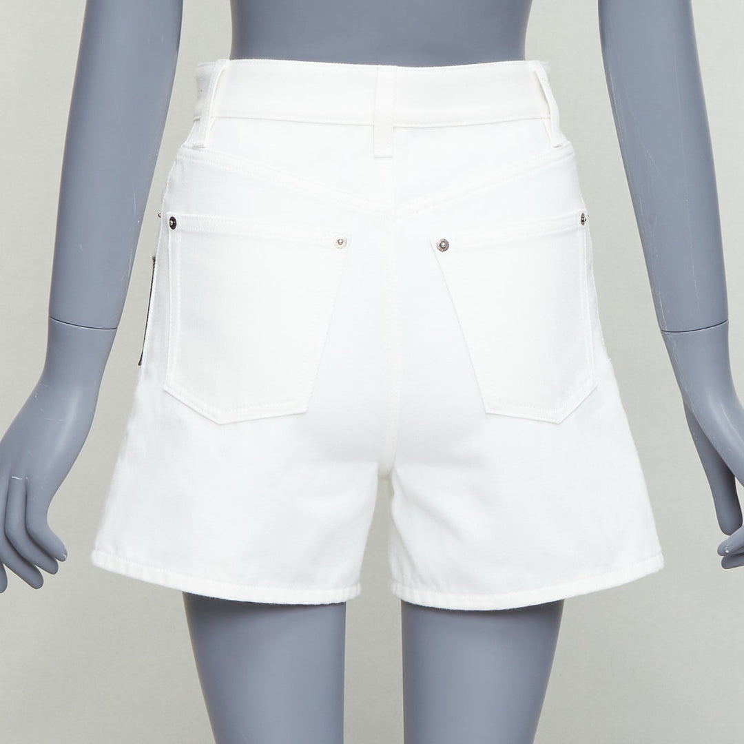 LOUIS VUITTON 2024 white cotton accent denim mini shorts FR34 XS