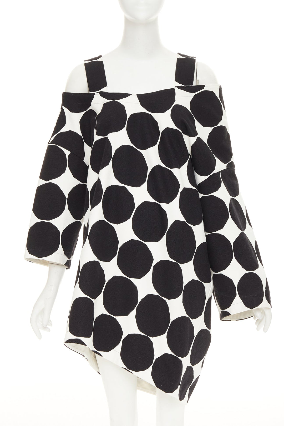 JUNYA WATANABE MARIMEKKO 2018 Runway black white polka dot asymmetric dress XS