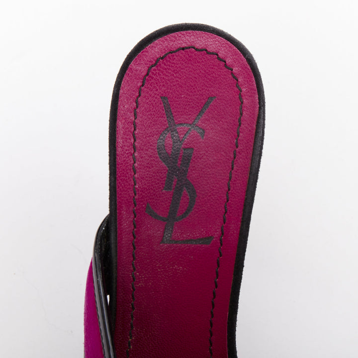 YVES SAINT LAURENT Vintage purple suede black platform slip on mule sandals EU40