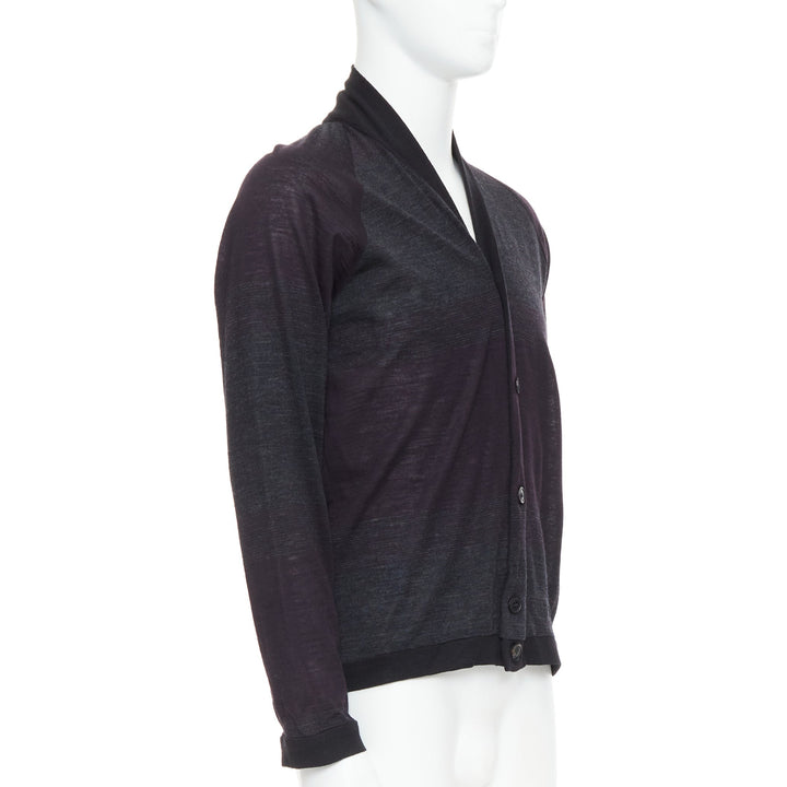 STEPHEN SCHNEIDER dark grey 100% wool gradient knit cardigan Sz4 M