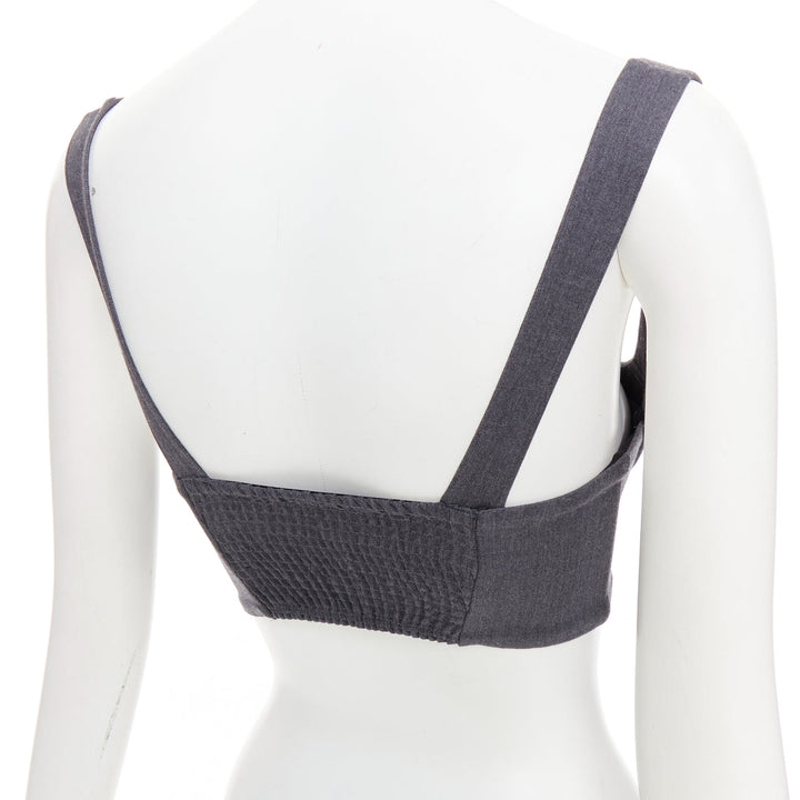 LA PERLA grey virgin wool gold studs cropped bustier top IT36B