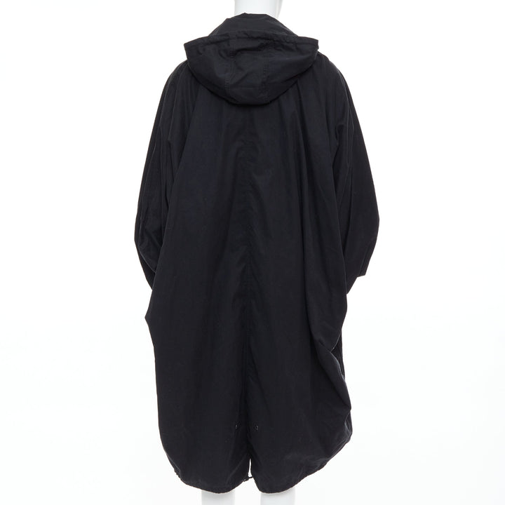 CHRISTOPHE LEMAIRE black cotton hooded cocoon anorak coat Sz 3 L