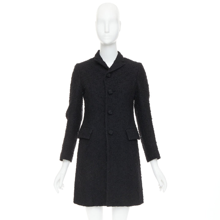 JUNYA WATANABE 2014 black wool tweed flap pocket collared coat XS