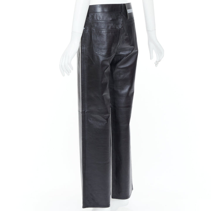 CALVIN KLEIN 205W39NYC black lambskin leather straight leg utility pants IT40 S