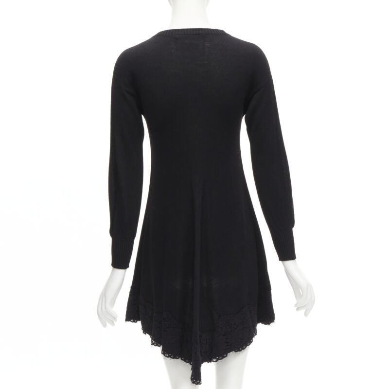 PHILOSOPHY DI LORENZO SERAFINI black lace trim sweater dress IT38 XS