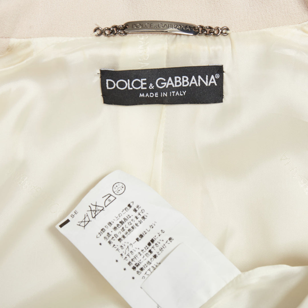 DOLCE GABBANA cream virgin wool tulip collar cropped blazer IT36 XXS