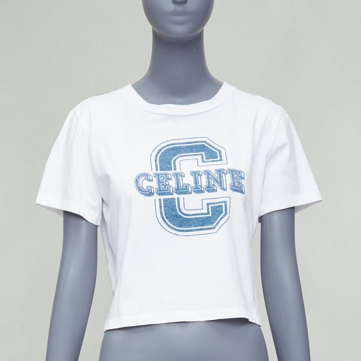 Female mannequin wearing Celine by Hedi Slimane White Cotton Women Top in Size  S | Available at JHROP