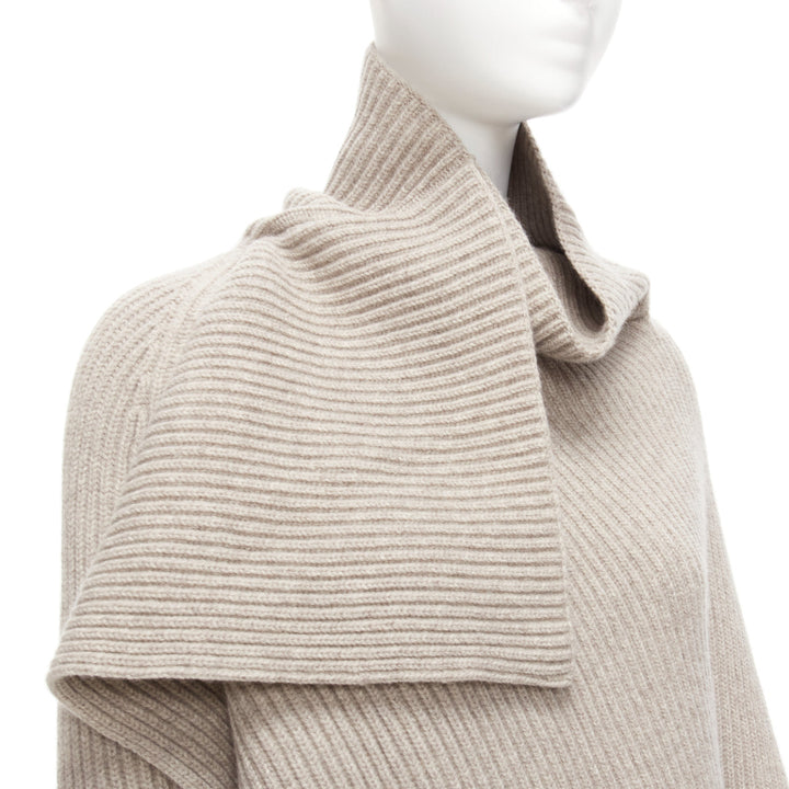 OLD CELINE Phoebe Philo stone wool cashmere draped neck open back sweater XS