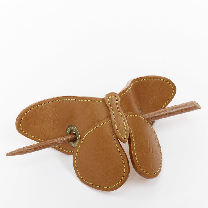 LOUIS VUITTON 2002 Conte de Fees vachetta leather butterfly hair pin stick