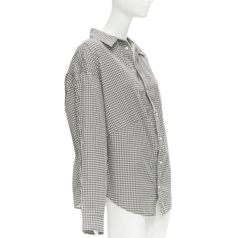 BALENCIAGA 2020 houndstooth logo embroidered pocket Swing shirt FR36 XS