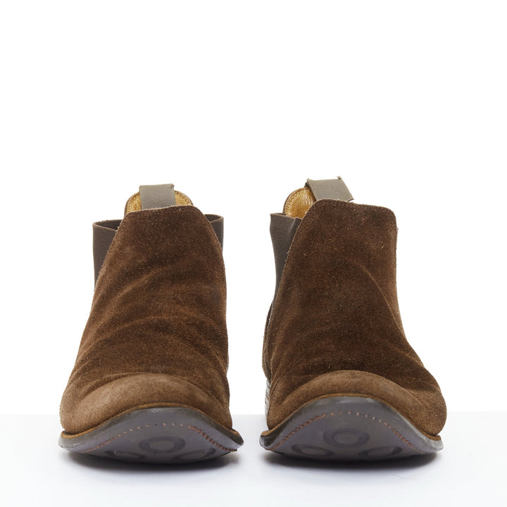 CROCKETT & JONES Chelsea dark brown repello suede almond ankle boot UK6.5 EU40.5