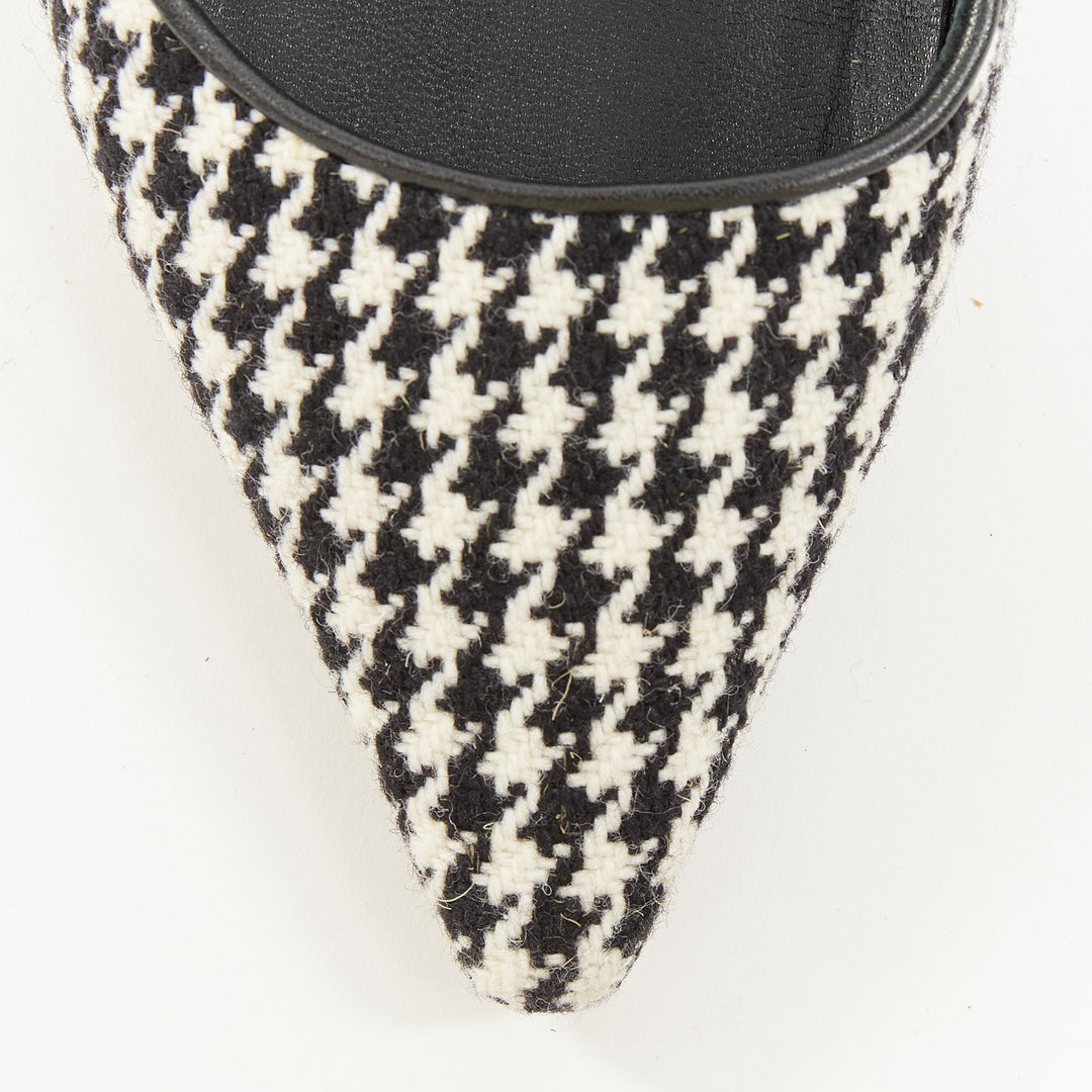 CHRISTIAN DIOR 2019 J'Adior black white houndstooth Ribbon sling pumps EU37.5D