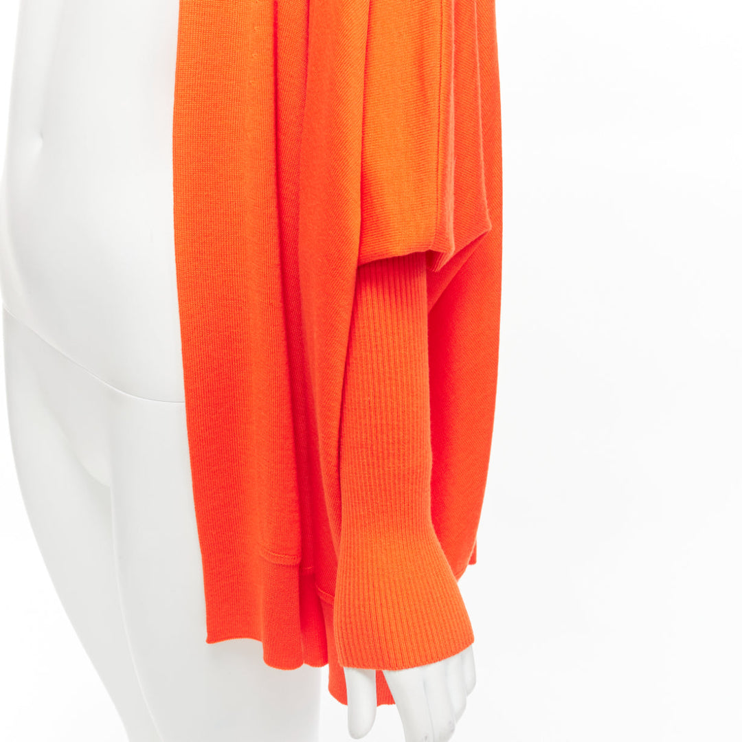 GIVENCHY 100% wool orange draped batwing ribbed sleeves relaxed cardigan M