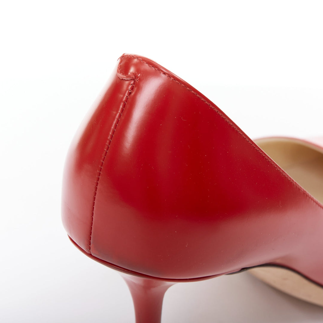 JIMMY CHOO Romy 85 red leather pointy toes stiletto heeled pumps EU39.5