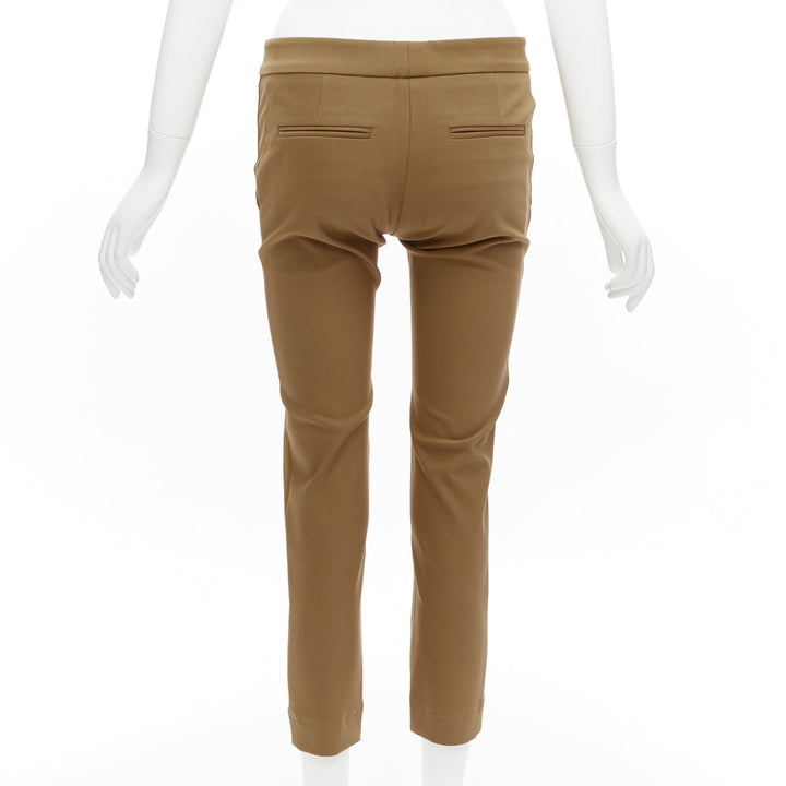 STELLA MCCARTNEY tan brown cotton blend stretchy cropped pants IT38 XS