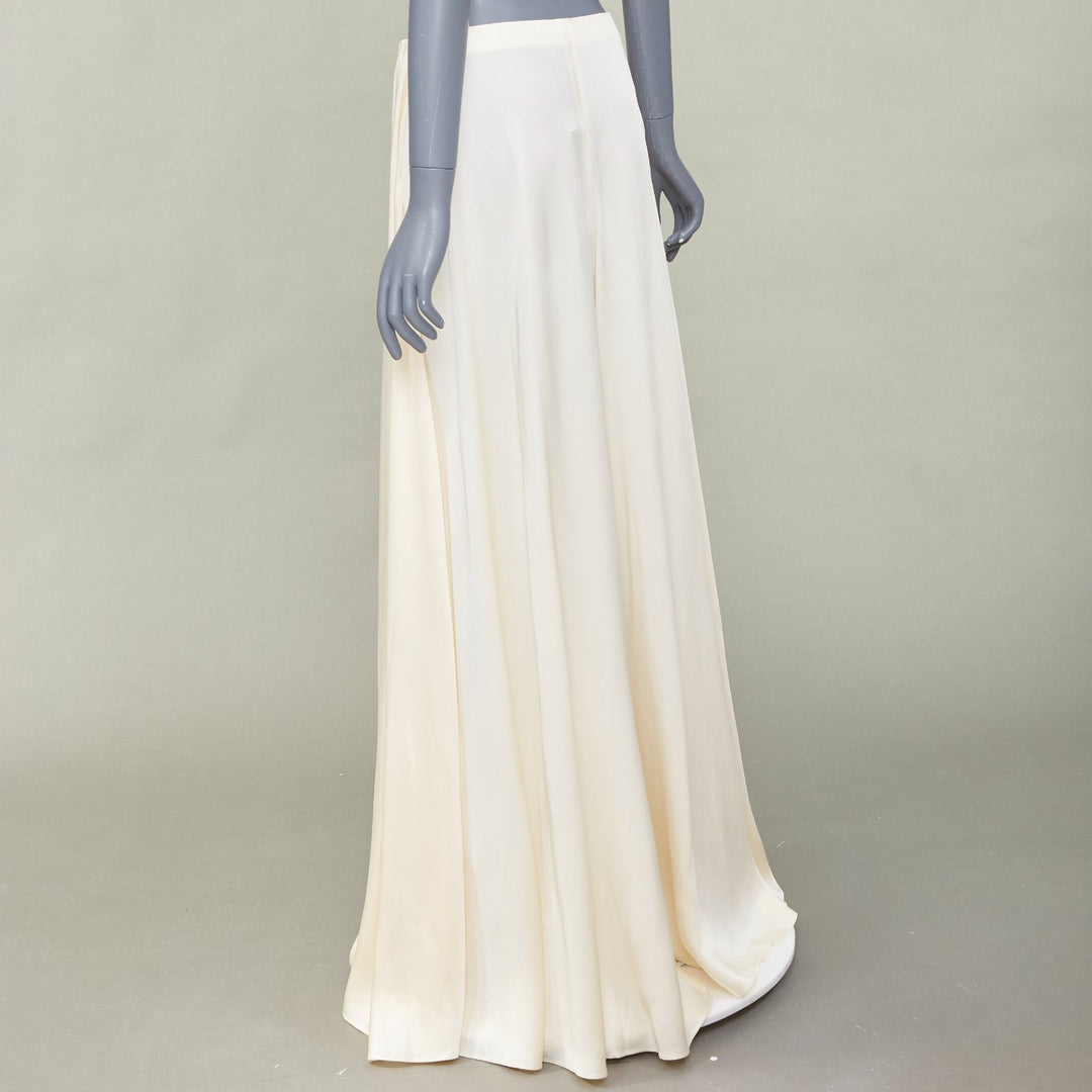 ROSETTA GETTY cream fluid satin woven palazzo utility wide leg pants US8 L