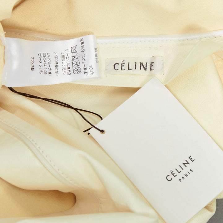 OLD CELINE Phoebe Philo cream kangaroo leather pocketed shift dress FR36 S