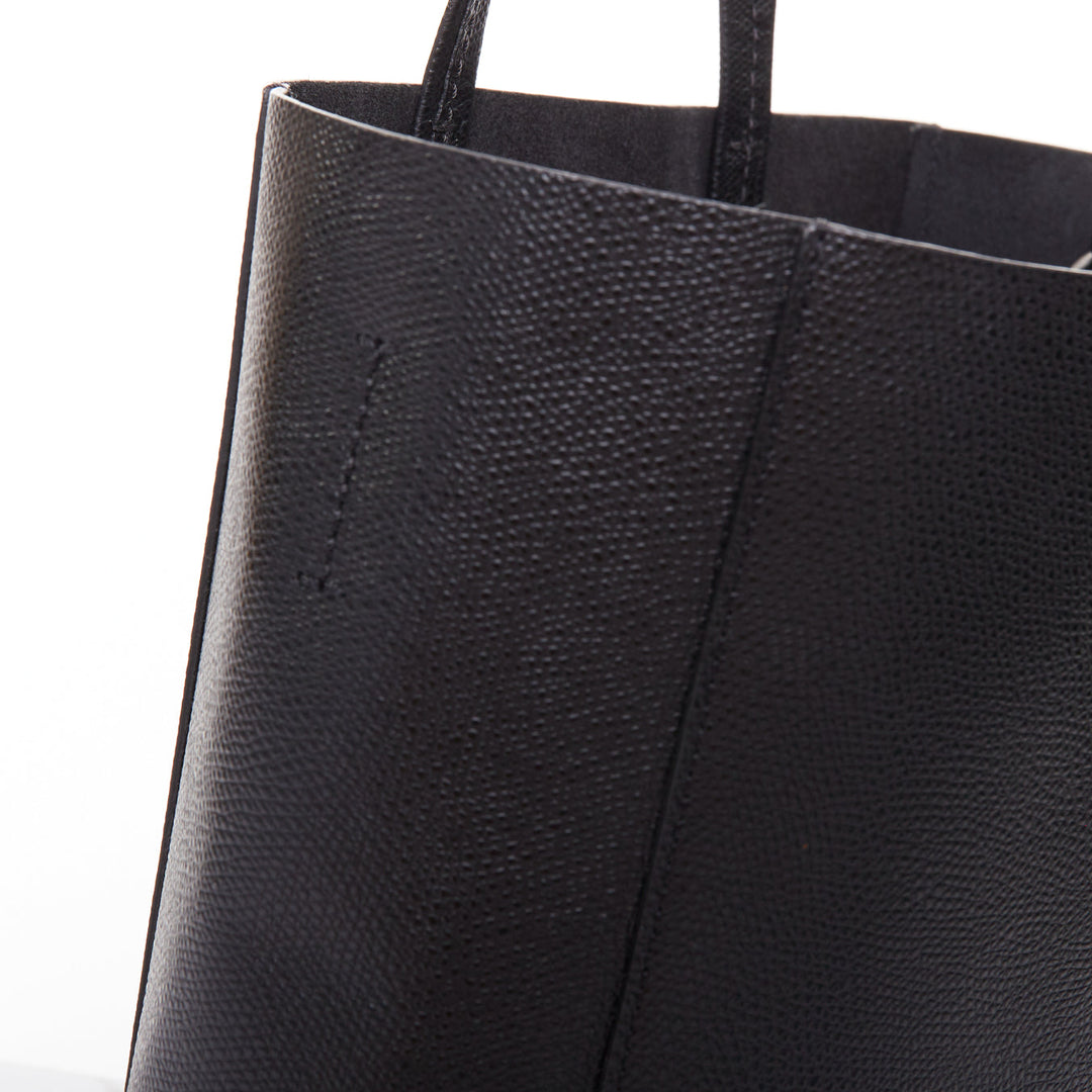 CELINE Small Vertical Cabas black grained calf leather crossbody tote bag