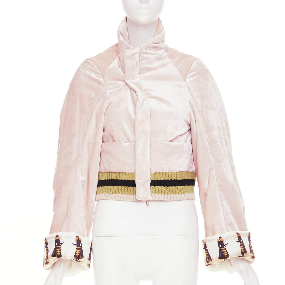 UNDERCOVER 2017 pale pink fairy graphic velvet blouson crop jacket JP2 M