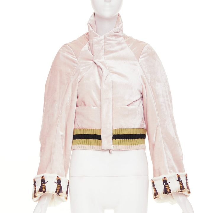 UNDERCOVER 2017 pale pink fairy graphic velvet blouson crop jacket JP2 M