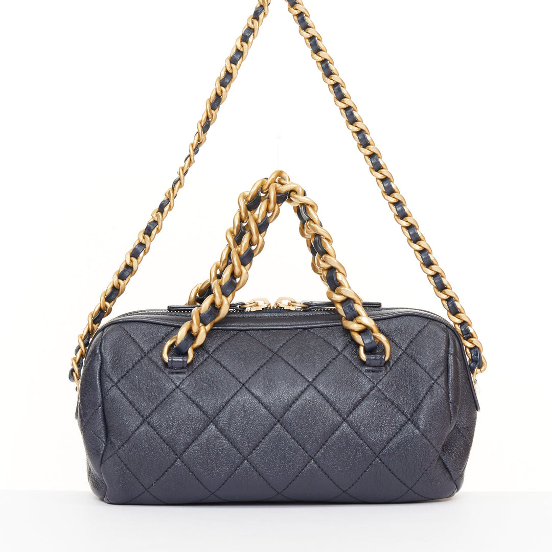 CHANEL 2020 Fashion Therapy Quilted Lambskin small gold hardware bowling bag