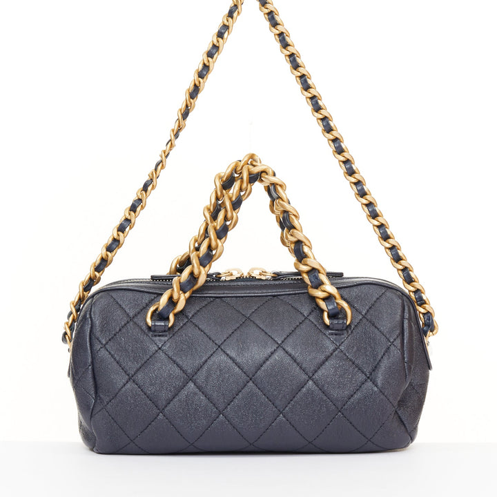 CHANEL 2020 Fashion Therapy Quilted Lambskin small gold hardware bowling bag