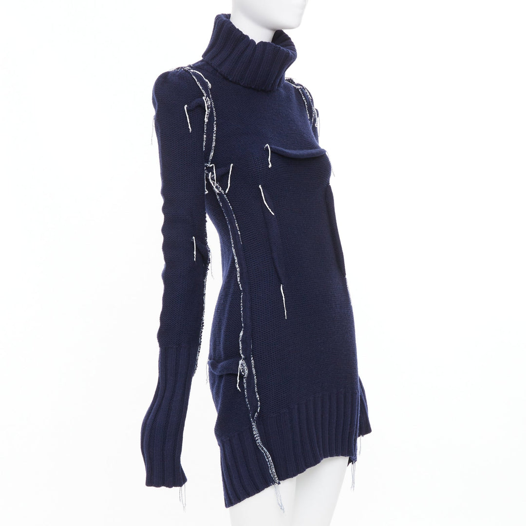 MAISON MARTIN MARGIELA H&M 2012 Re-Edition navy darted merino wool knit dress XS