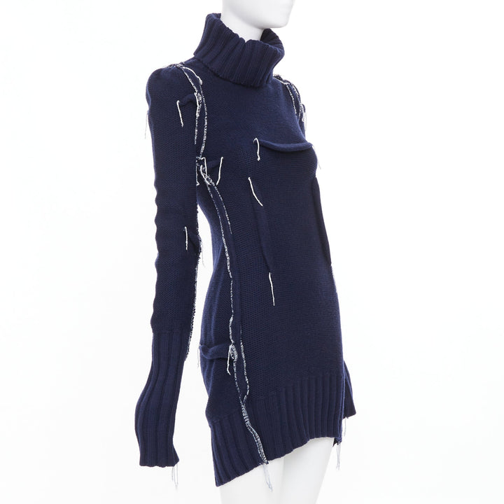 MAISON MARTIN MARGIELA H&M 2012 Re-Edition navy darted merino wool knit dress XS