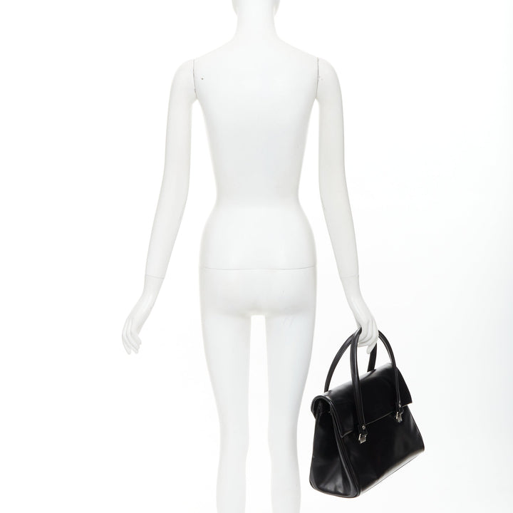 COMME DES GARCONS CDG black buffed faux leather foldover duffle bag