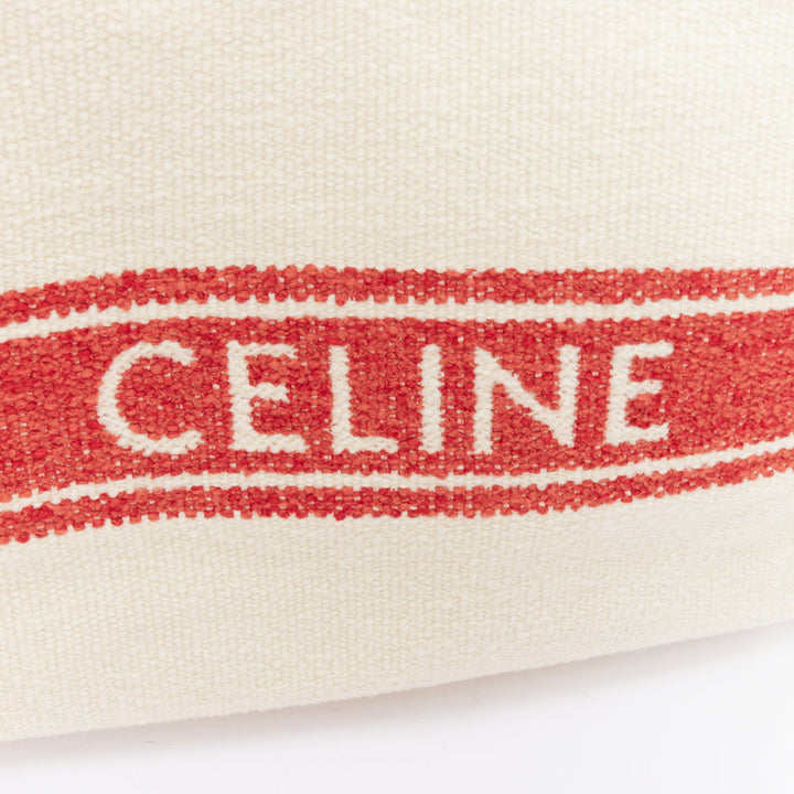 CELINE 2021 Plein Soleil Horizontal Cabas Thais boucle wool logo tote bag