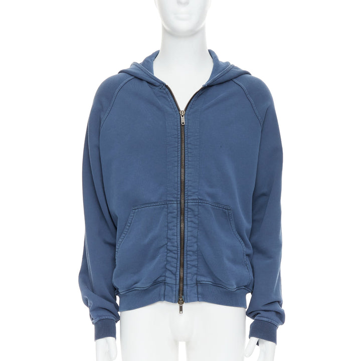 Male mannequin wearing Haider Ackermann Perth Blue Cotton Men Hoodies in Size  XS | Available at JHROP