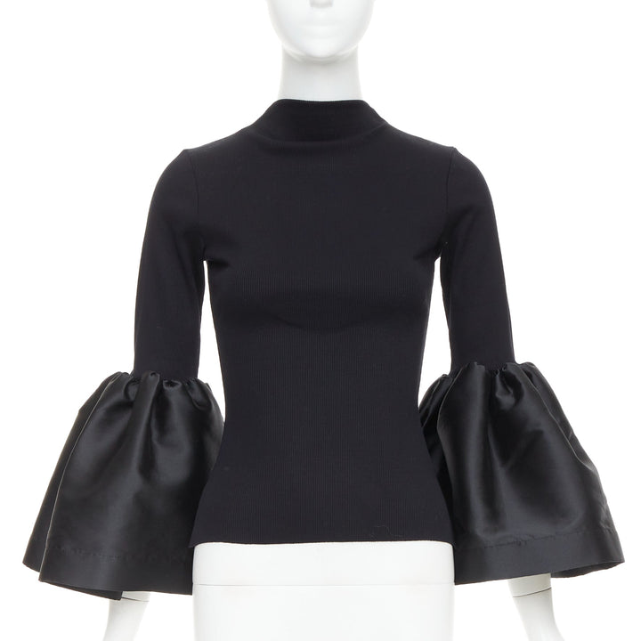 MARQUES ALMEIDA black organic cotton puff bishop sleeve sweater XS