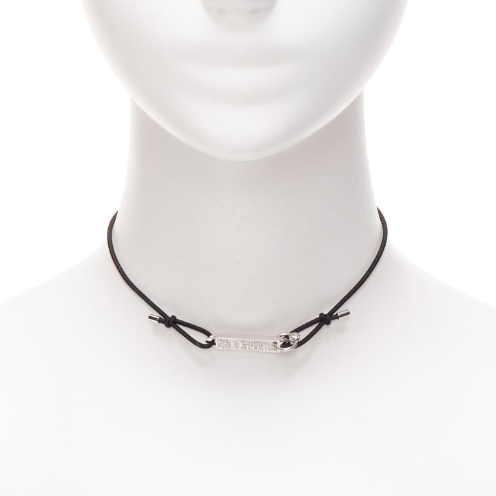 rare CHRISTIAN DIOR John Galliano Vintage silver plated crystal logo tag choker