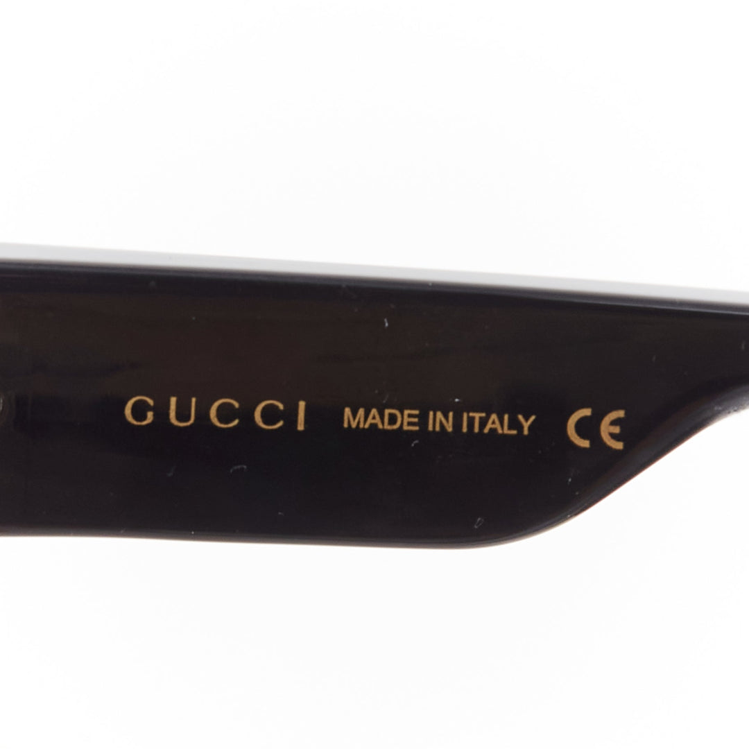 GUCCI GG0900S gold black logo cream frame black lens oversized shield sunglasses