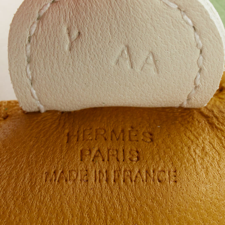 HERMES Rodeo PM sesame craie vert criquet lambskin leather horse bag charm