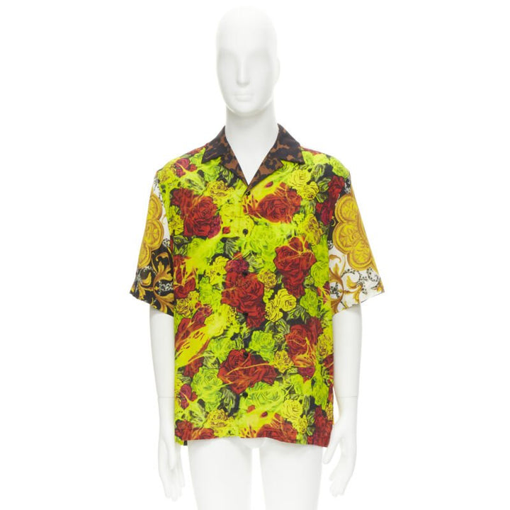 VERSACE Rose Floral Barocco Acanthus print short sleeve shirt EU39 M