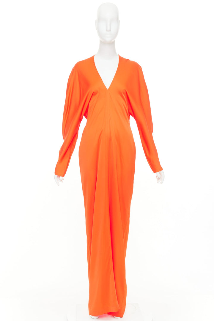 FERRAGAMO Maximilian Davis  Mandarin orange satin kimono gown dress IT40 S