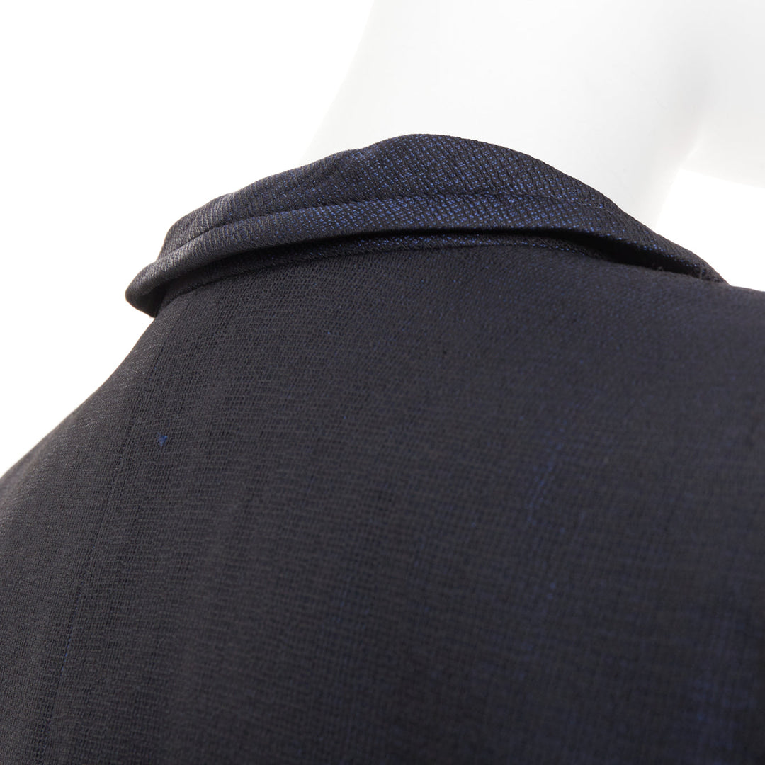 GIORGIO ARMANI navy textured flap pockets cropped evening jacket blazer IT46 XL