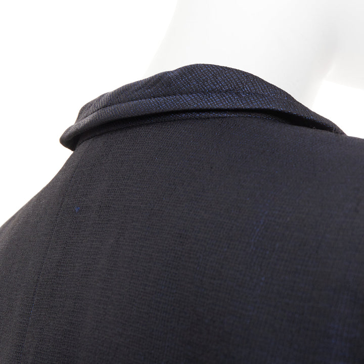 GIORGIO ARMANI navy textured flap pockets cropped evening jacket blazer IT46 XL