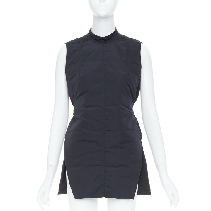 RICK OWENS black padded quilted high neck side slit casual tunic vest IT40 S