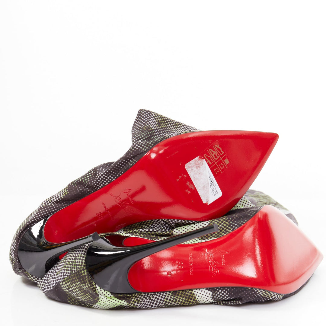 CHRISTIAN LOUBOUTIN Wind Botta 100 green camo nylon heel boots EU38